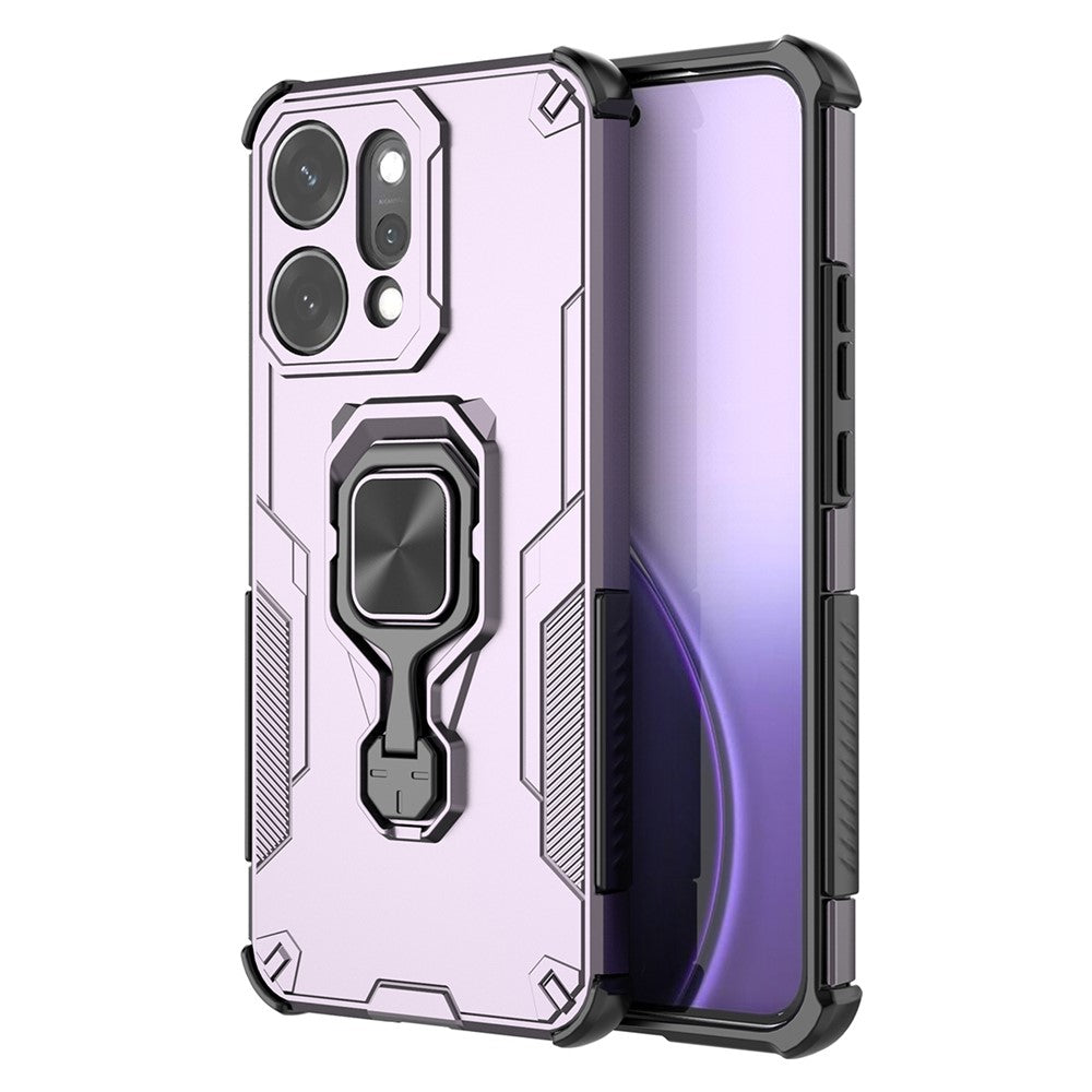 For Oppo Reno14 Pro 5G (Global) Case Rotatable Ring Kickstand PC + TPU Shockproof Phone Cover - Purple