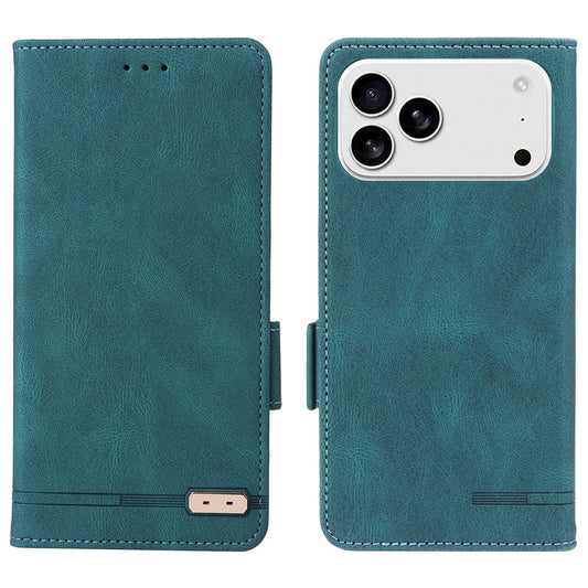 For iPhone 17 Pro Max Case Leather Wallet Flip Phone Cover with Hardware Decor - Blue