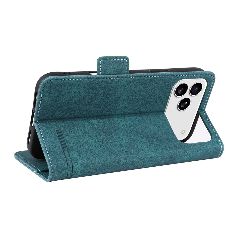 For iPhone 17 Pro Max Case Leather Wallet Flip Phone Cover with Hardware Decor - Blue