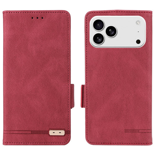 For iPhone 17 Pro Max Case Leather Wallet Flip Phone Cover with Hardware Decor - Rose