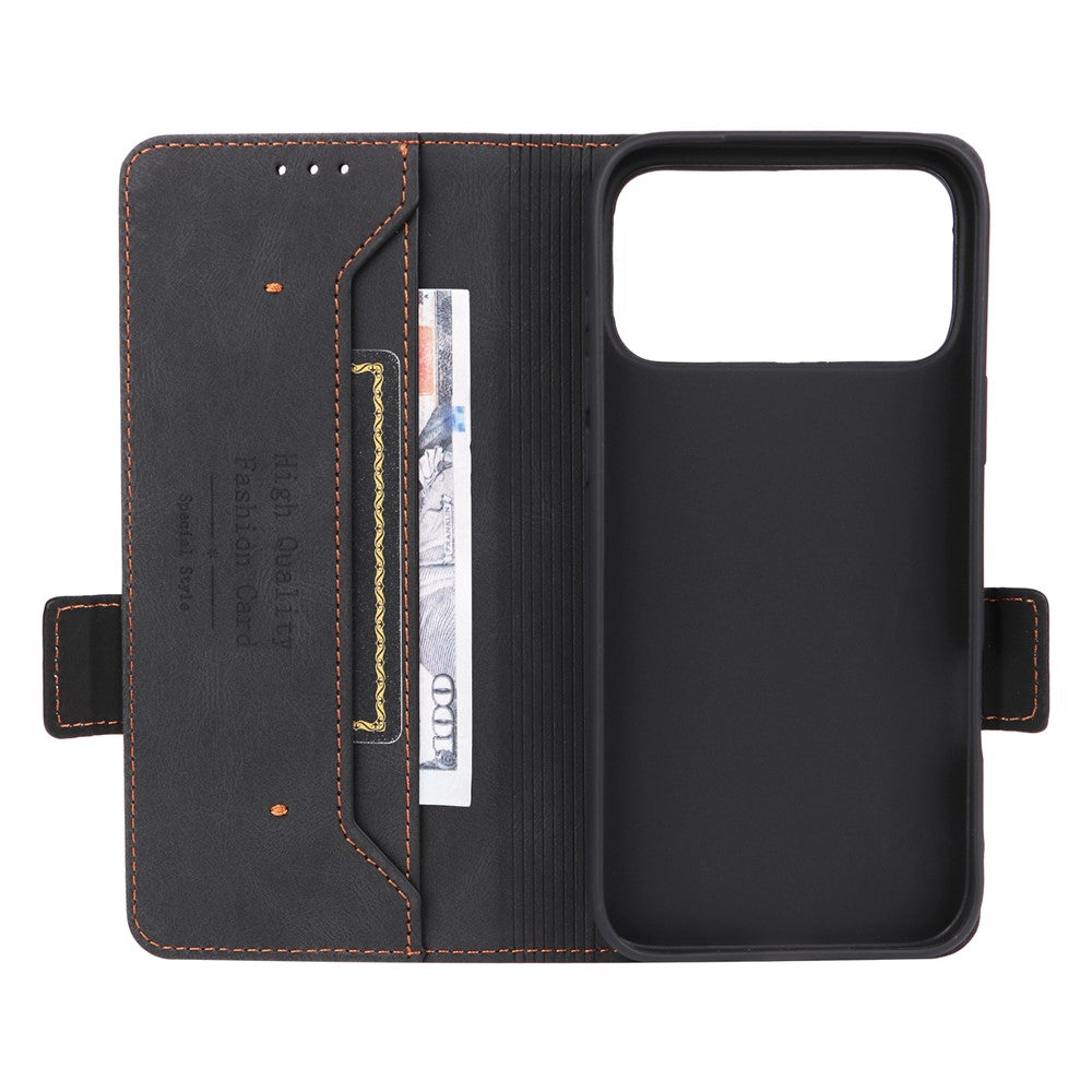 For iPhone 17 Pro Max Case Leather Wallet Flip Phone Cover with Hardware Decor - Black