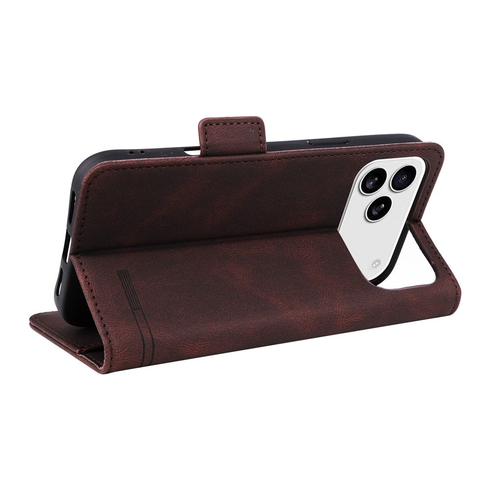 For iPhone 17 Pro Max Case Leather Wallet Flip Phone Cover with Hardware Decor - Coffee