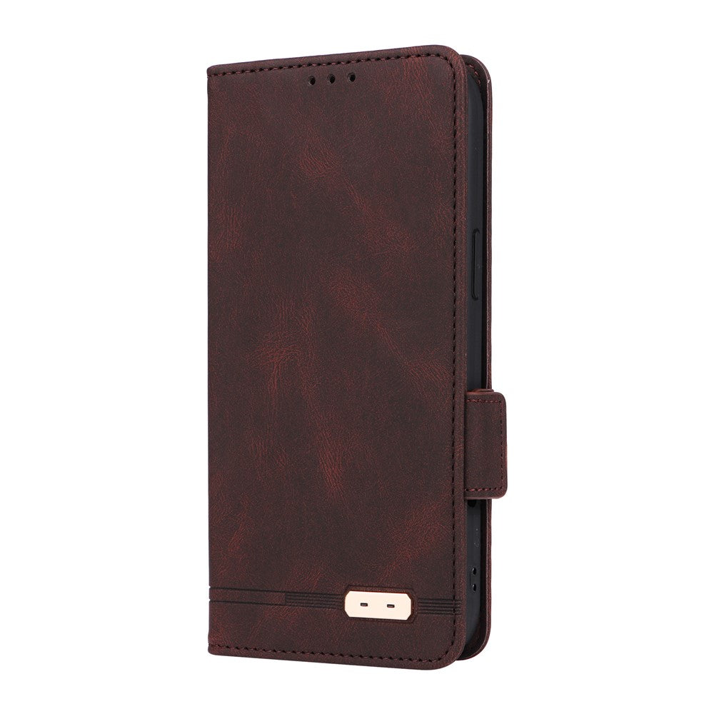 For iPhone 17 Pro Max Case Leather Wallet Flip Phone Cover with Hardware Decor - Coffee