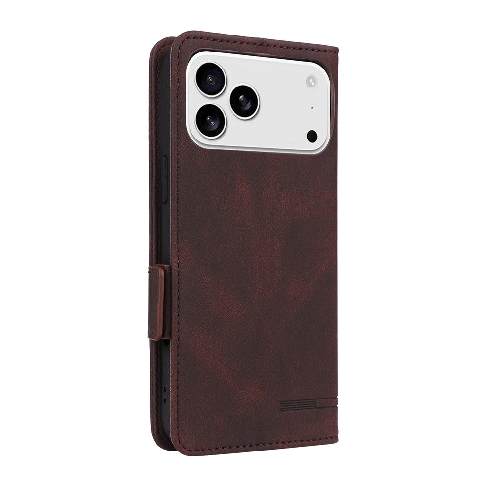 For iPhone 17 Pro Max Case Leather Wallet Flip Phone Cover with Hardware Decor - Coffee