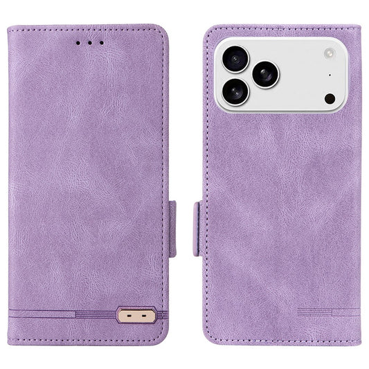 For iPhone 17 Pro Max Case Leather Wallet Flip Phone Cover with Hardware Decor - Purple