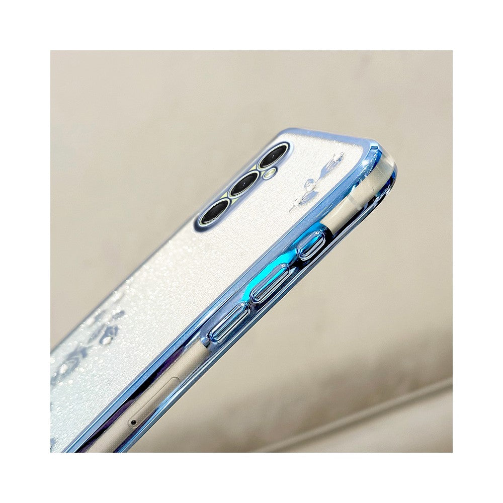 KADEM For Samsung Galaxy A17 5G Case Flower Pattern TPU Gradient Phone Cover with Lanyards - Blue