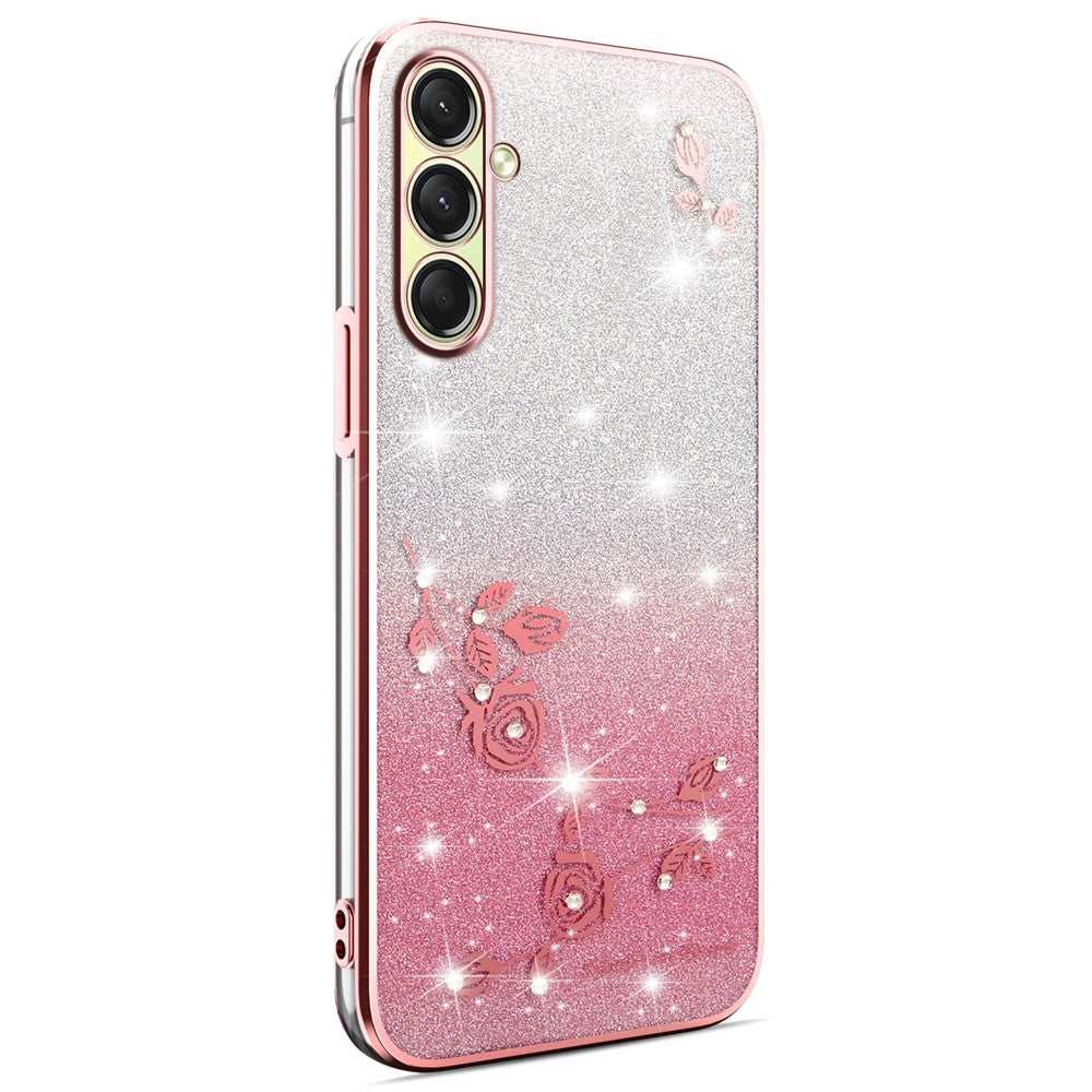 KADEM For Samsung Galaxy A17 5G Case Flower TPU Flexible Gradient Phone Cover - Rose Gold