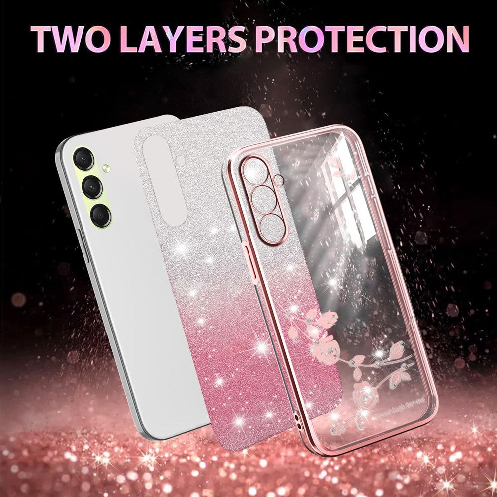 KADEM For Samsung Galaxy A17 5G Case Flower TPU Flexible Gradient Phone Cover - Rose Gold