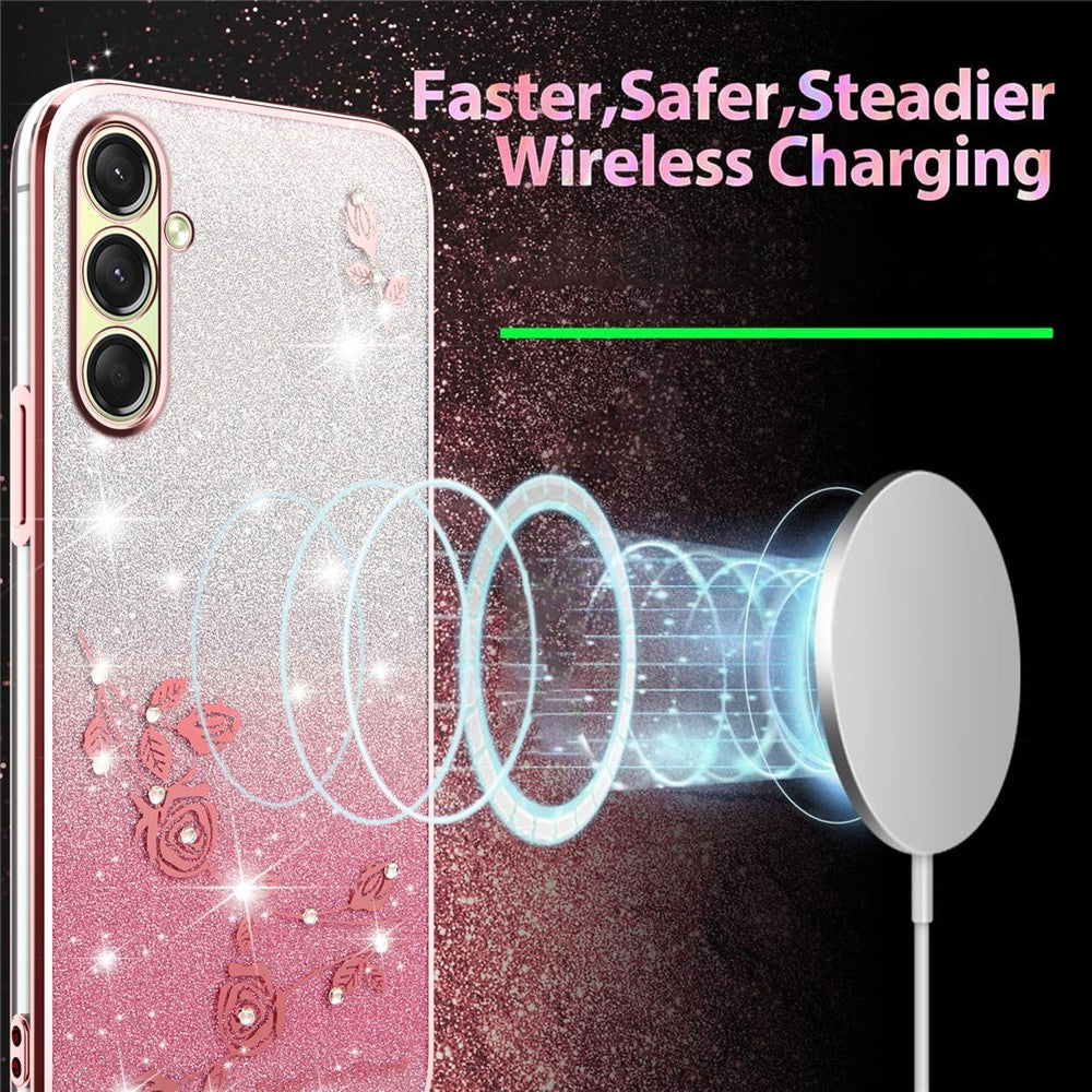 KADEM For Samsung Galaxy A17 5G Case Flower TPU Flexible Gradient Phone Cover - Rose Gold