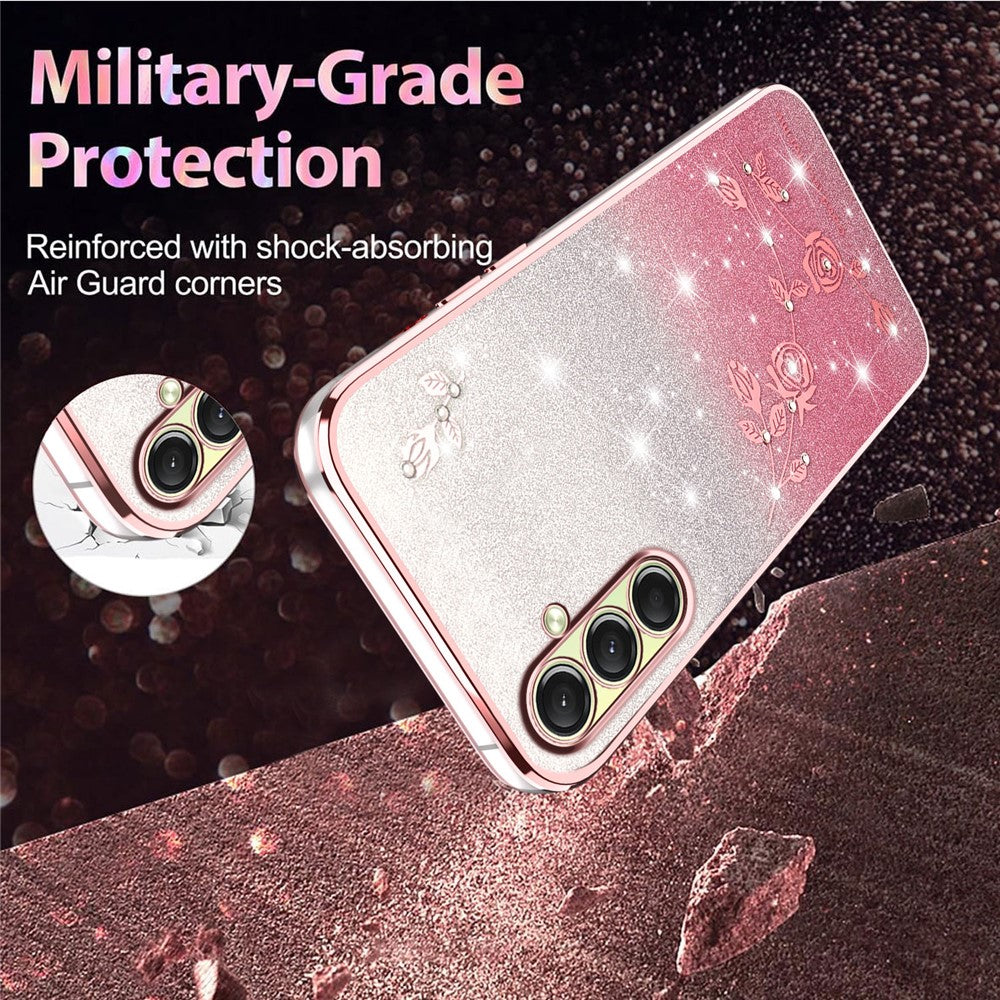 KADEM For Samsung Galaxy A17 5G Case Flower TPU Flexible Gradient Phone Cover - Rose Gold