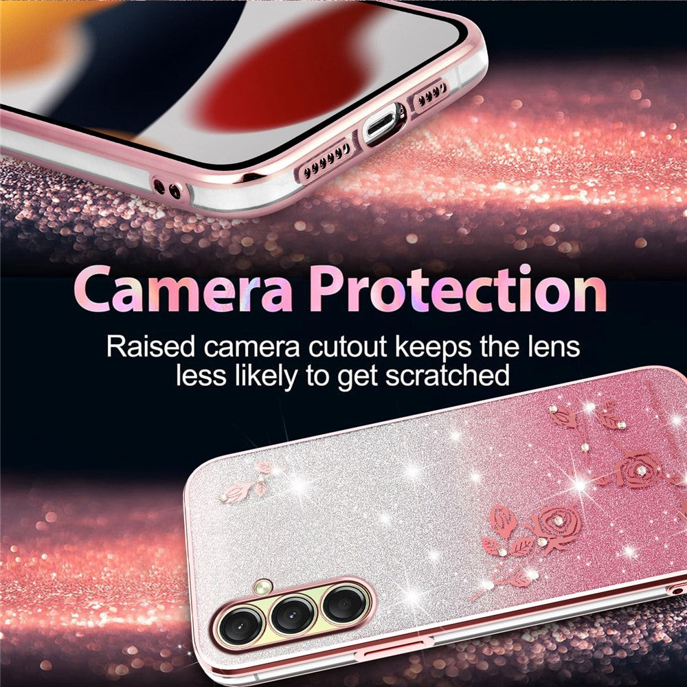 KADEM For Samsung Galaxy A17 5G Case Flower TPU Flexible Gradient Phone Cover - Rose Gold