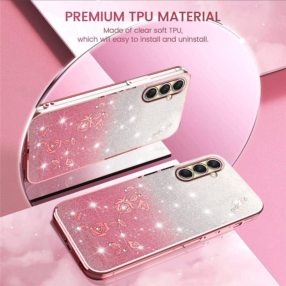 KADEM For Samsung Galaxy A17 5G Case Flower TPU Flexible Gradient Phone Cover - Rose Gold