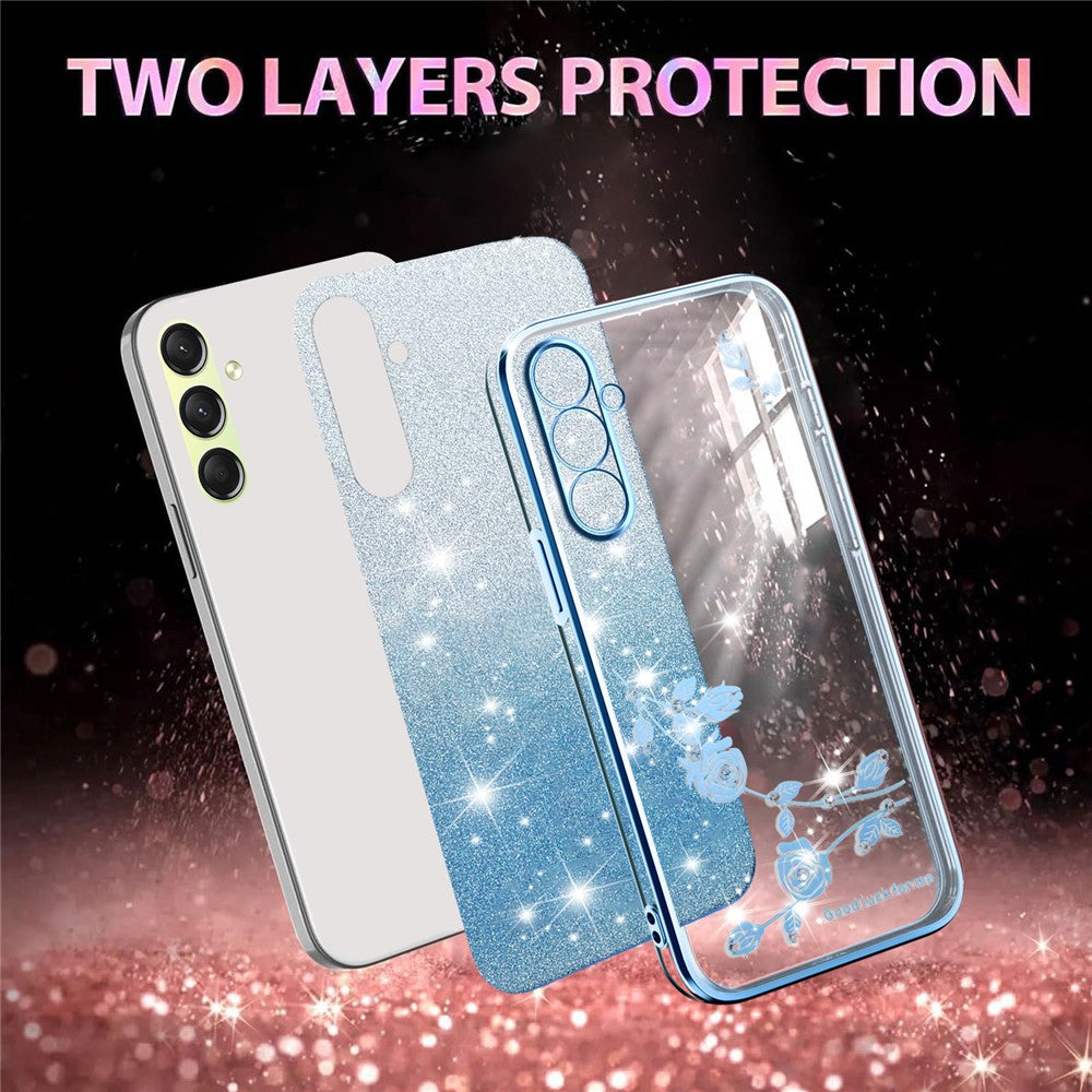 KADEM For Samsung Galaxy A17 5G Case Flower TPU Flexible Gradient Phone Cover - Blue