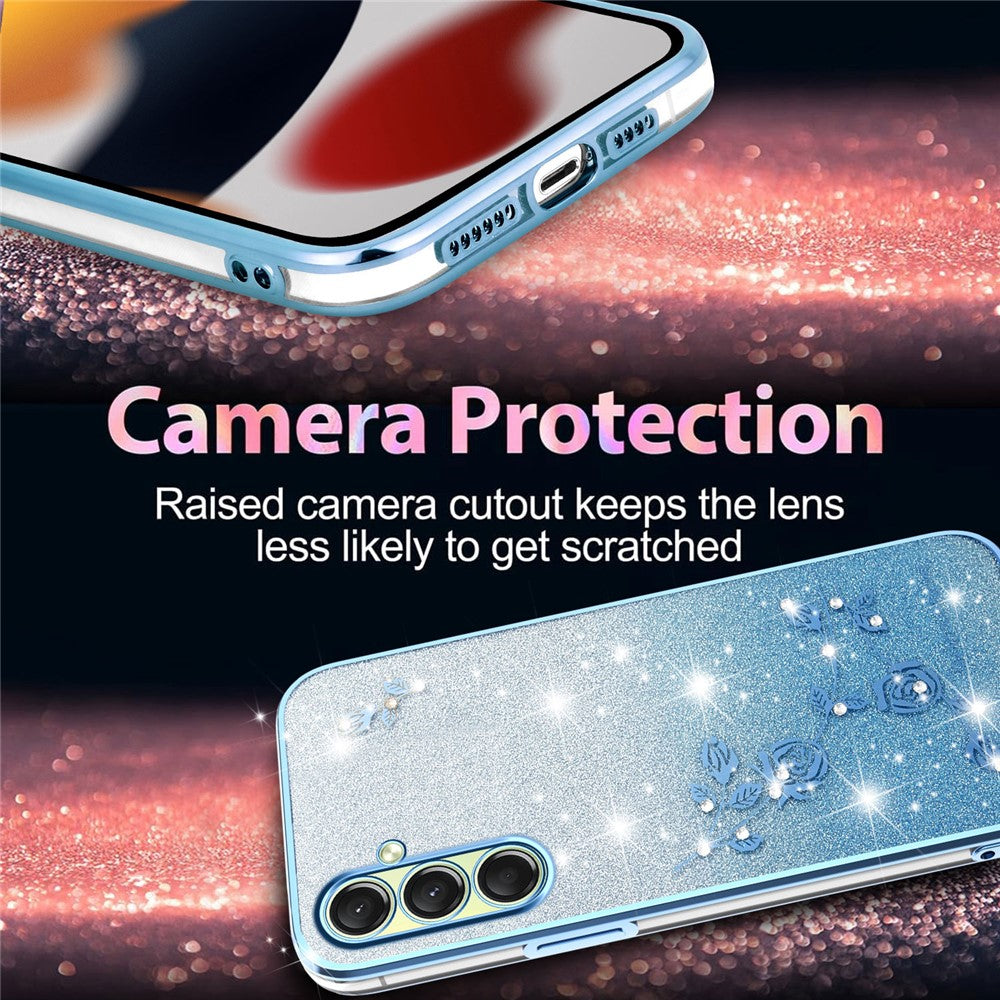 KADEM For Samsung Galaxy A17 5G Case Flower TPU Flexible Gradient Phone Cover - Blue