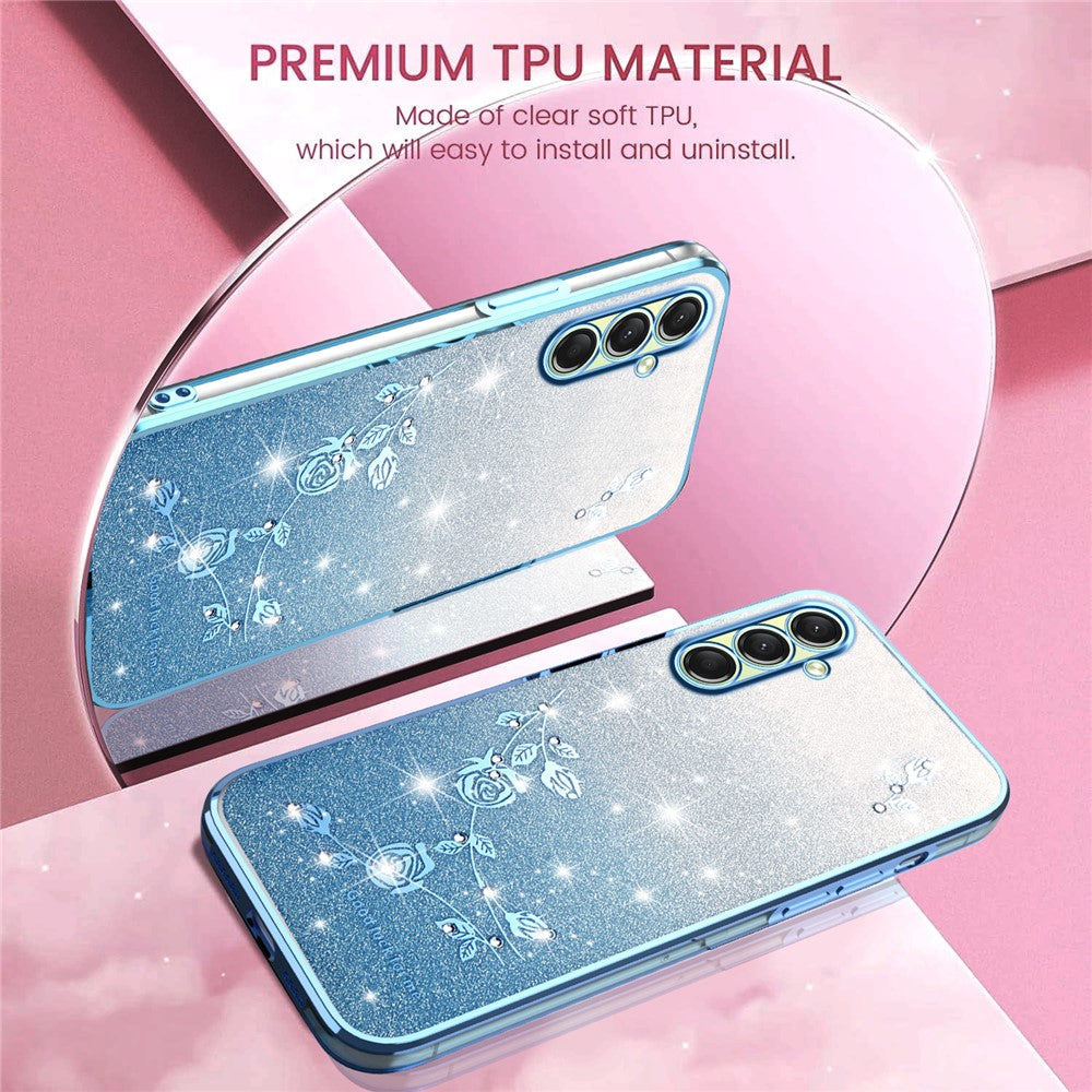 KADEM For Samsung Galaxy A17 5G Case Flower TPU Flexible Gradient Phone Cover - Blue