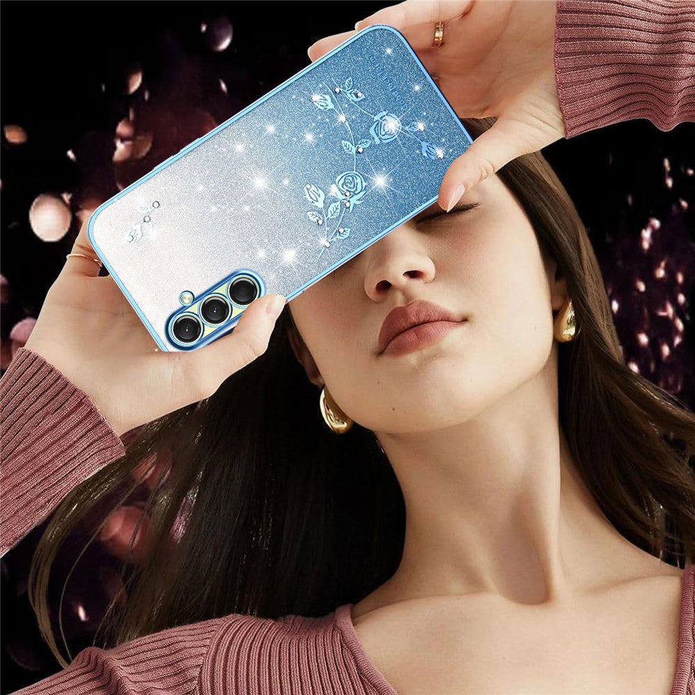KADEM For Samsung Galaxy A17 5G Case Flower TPU Flexible Gradient Phone Cover - Blue