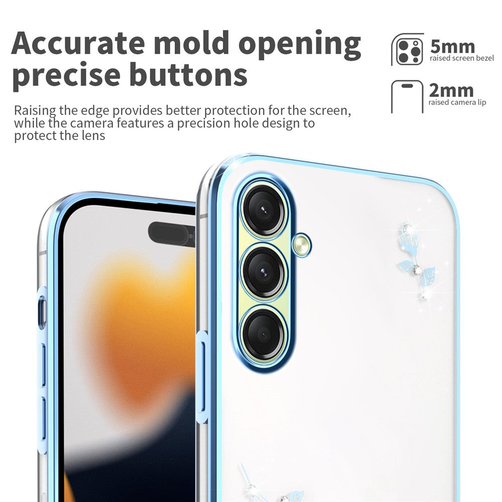 KADEM For Samsung Galaxy A17 5G Case Flower Rhinestone Decor TPU Phone Cover - Blue