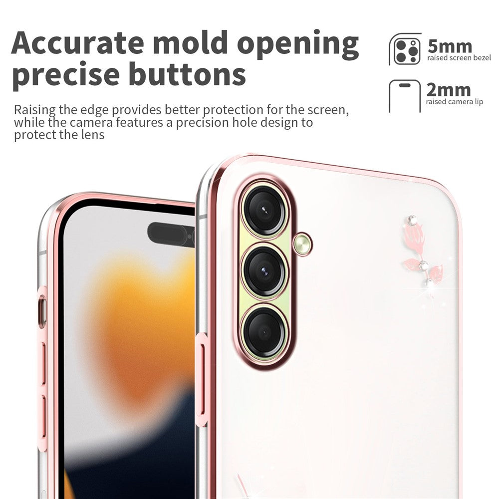 KADEM For Samsung Galaxy A17 5G Case Flower Rhinestone Decor TPU Phone Cover - Rose Gold