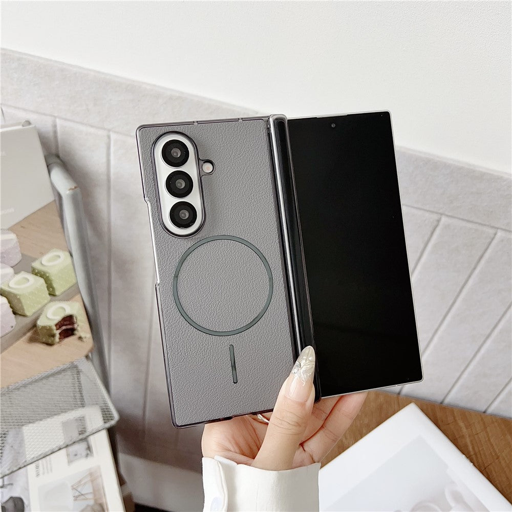 For Samsung Galaxy Z Fold7 5G Phone Case Compatible with MagSafe Leather + PC Protective Cover - Black