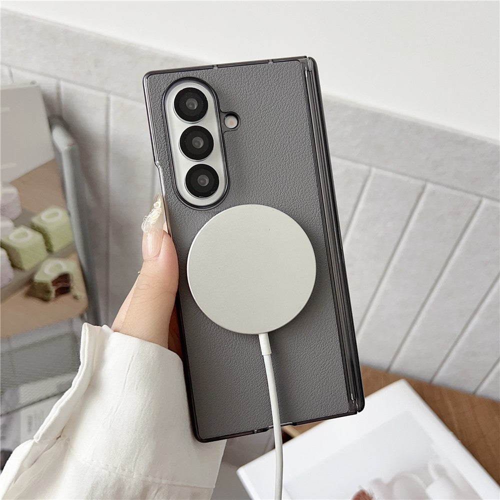 For Samsung Galaxy Z Fold7 5G Phone Case Compatible with MagSafe Leather + PC Protective Cover - Grey