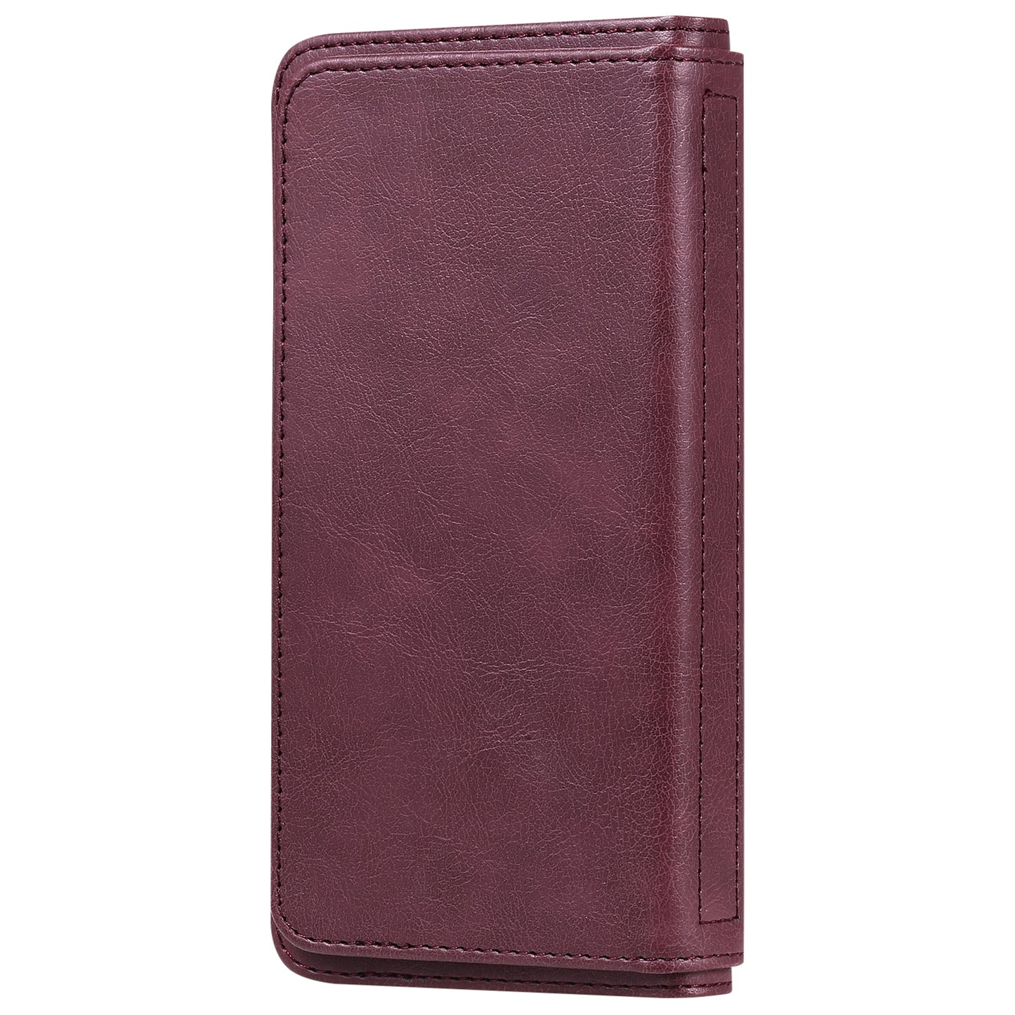 For iPhone 17 Pro Max Leather Case with 10 Card Holder Phone Cover Stand - Wine Red