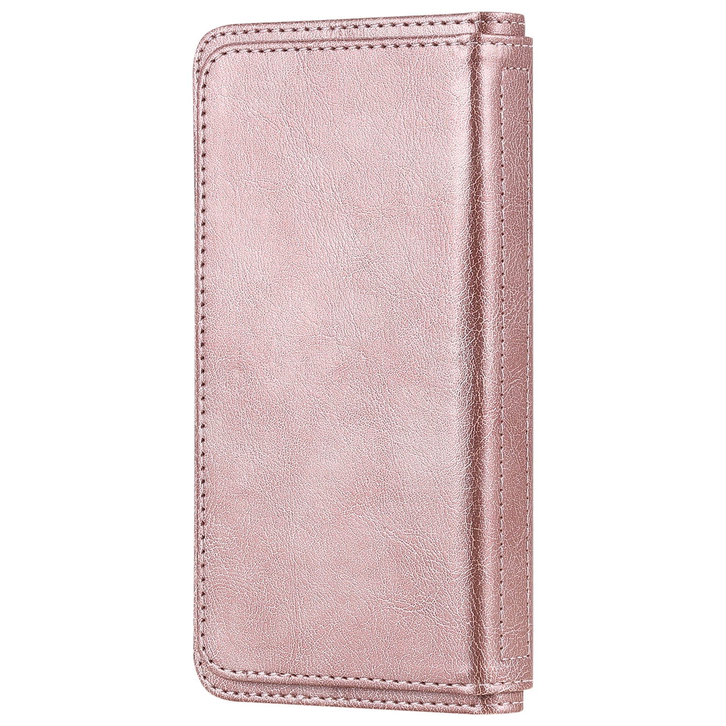 For iPhone 17 Pro Max Leather Case with 10 Card Holder Phone Cover Stand - Rose Gold