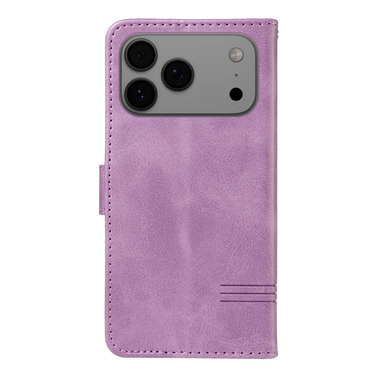 For iPhone 17 Pro Max Wallet Case T-Shape Lines Leather Phone Cover Stand -  Light Purple