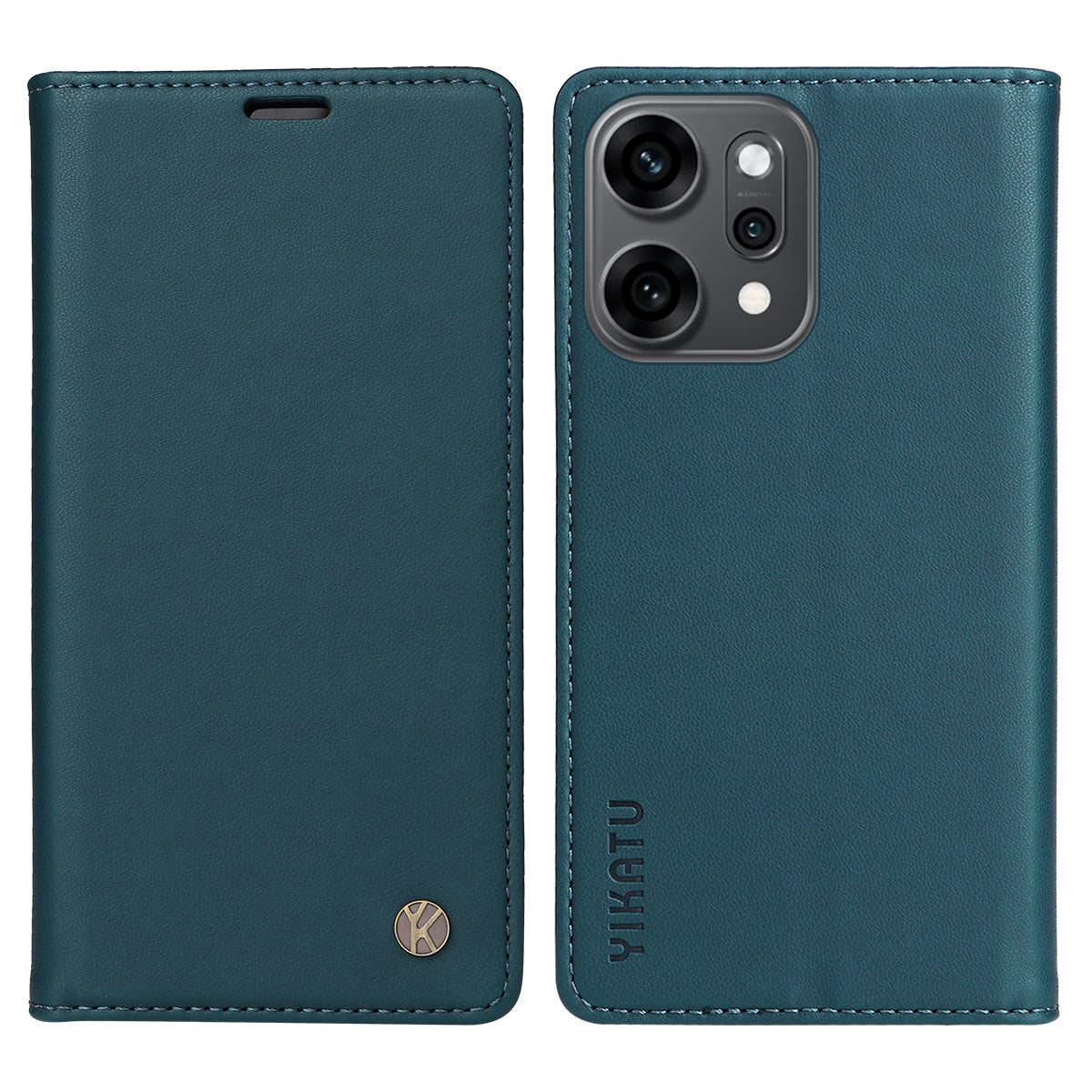For Oppo Reno14 Pro 5G (China) / Oppo Reno14 Pro 5G (Global) Phone Cases YIKATU Magnetic Closure PU Leather Mobile Cover - Green
