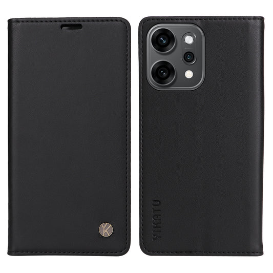 For Oppo Reno14 Pro 5G (China) / Oppo Reno14 Pro 5G (Global) Phone Cases YIKATU Magnetic Closure PU Leather Mobile Cover - Black