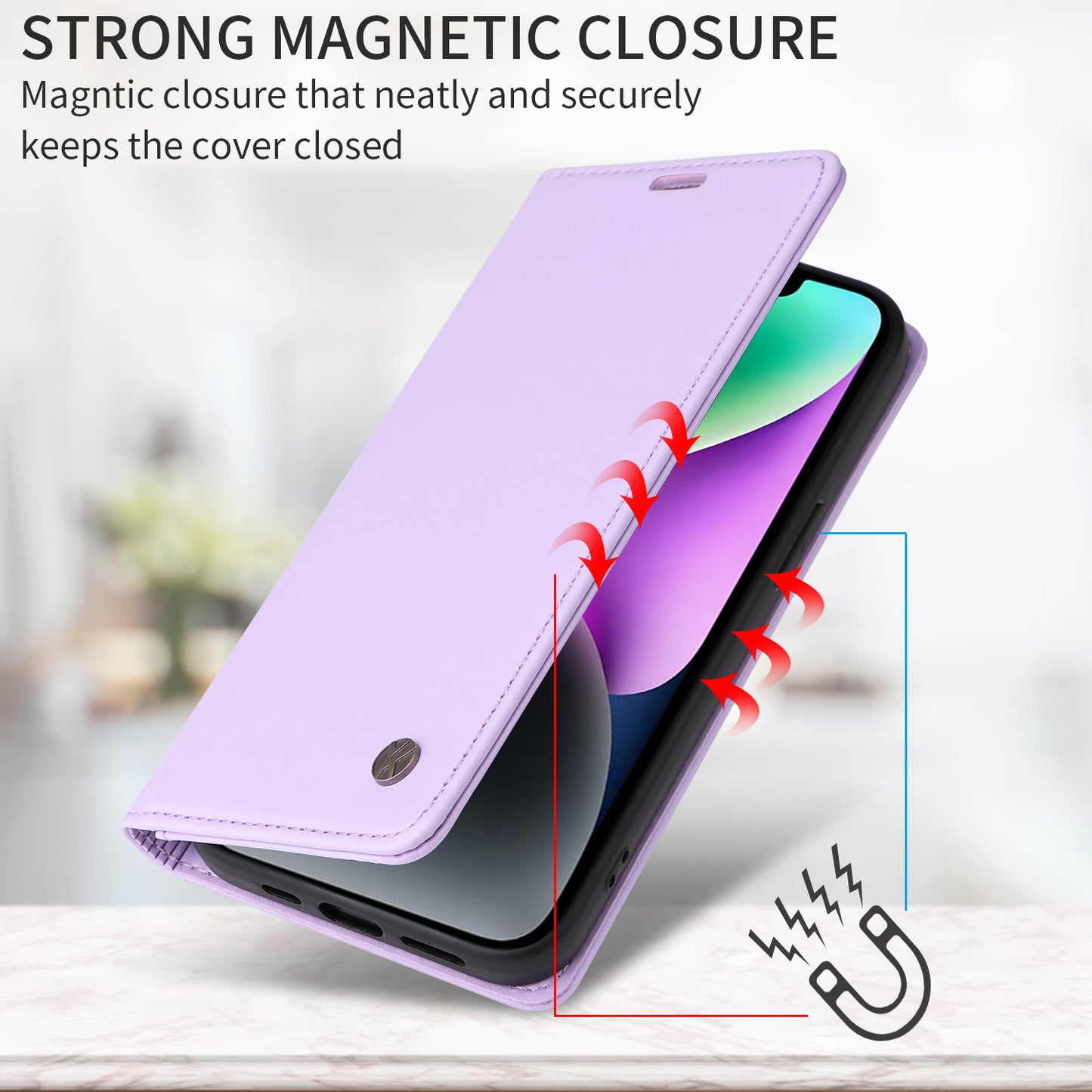 For Oppo Reno14 Pro 5G (China) / Oppo Reno14 Pro 5G (Global) Phone Cases YIKATU Magnetic Closure PU Leather Mobile Cover -  Light Purple