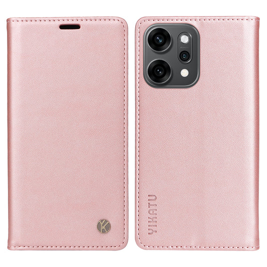For Oppo Reno14 Pro 5G (China) / Oppo Reno14 Pro 5G (Global) Phone Cases YIKATU Magnetic Closure PU Leather Mobile Cover -  Rose Gold