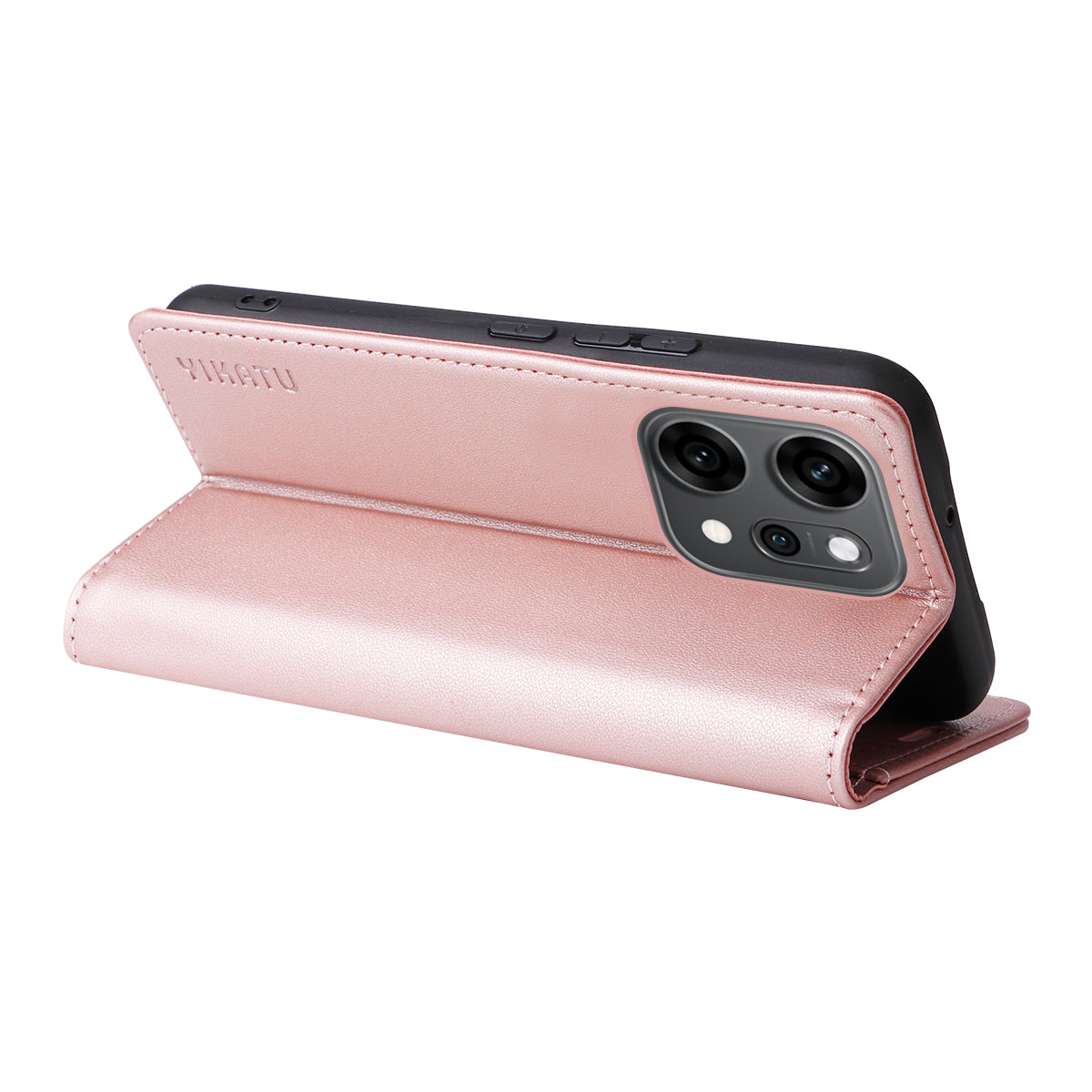 For Oppo Reno14 Pro 5G (China) / Oppo Reno14 Pro 5G (Global) Phone Cases YIKATU Magnetic Closure PU Leather Mobile Cover -  Rose Gold