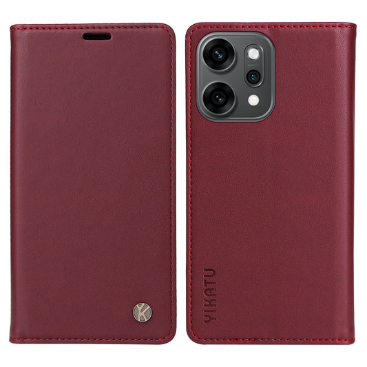 For Oppo Reno14 Pro 5G (China) / Oppo Reno14 Pro 5G (Global) Phone Cases YIKATU Magnetic Closure PU Leather Mobile Cover - Wine Red