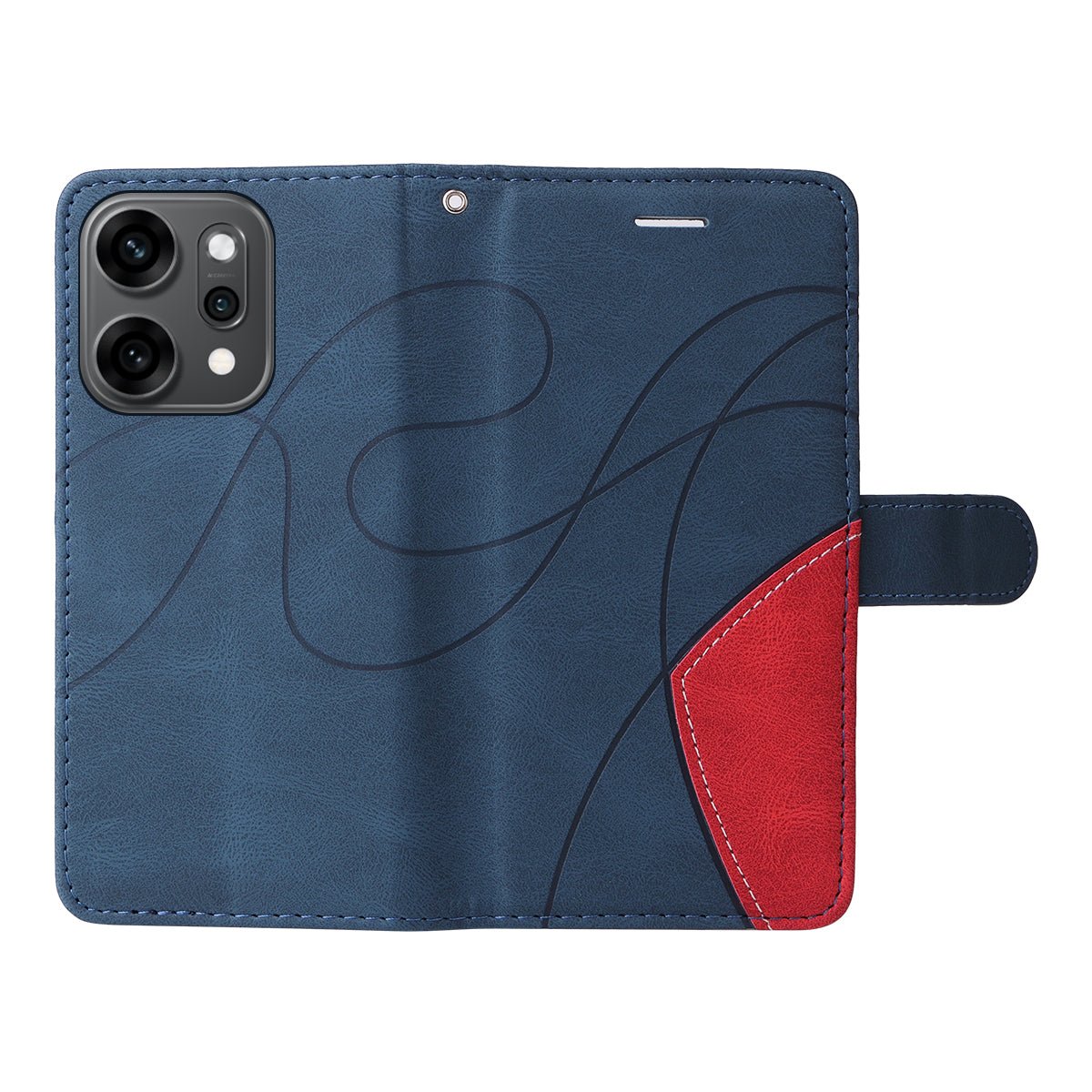 For Oppo Reno14 Pro 5G (China) / Oppo Reno14 Pro 5G (Global) Leather Phone Case Stand Wallet with Bi-colour Splicing Design - Blue