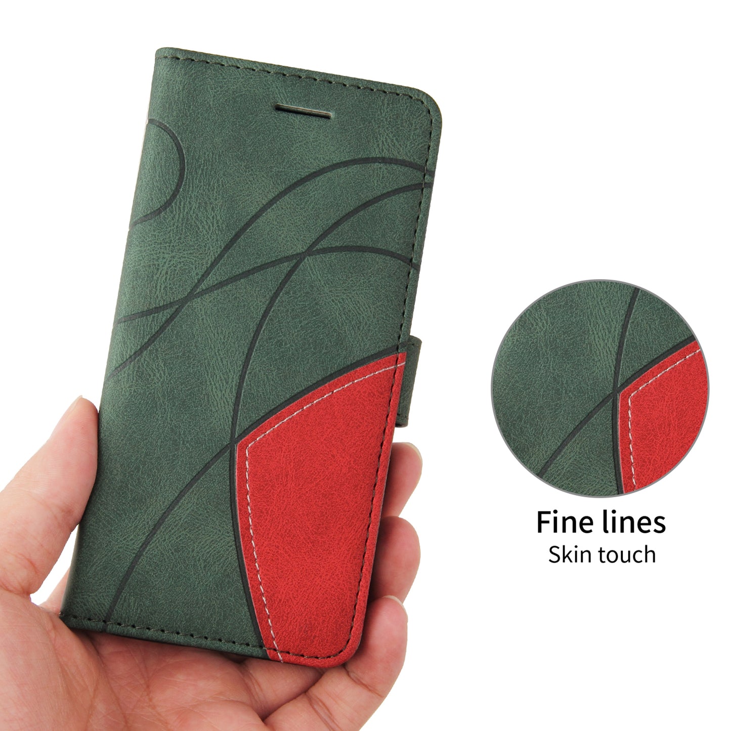 For Oppo Reno14 Pro 5G (China) / Oppo Reno14 Pro 5G (Global) Leather Phone Case Stand Wallet with Bi-colour Splicing Design - Green