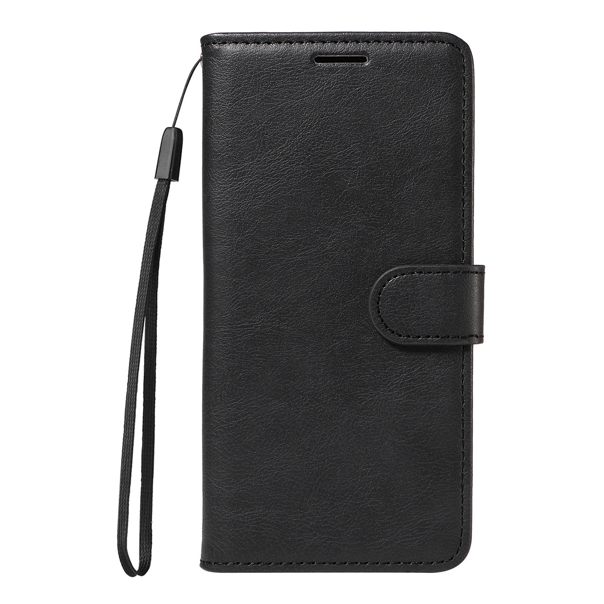 For Oppo Reno14 Pro 5G (China) / Oppo Reno14 Pro 5G (Global) Leather Wallet Case with Strap Solid Color Phone Stand Cover - Black