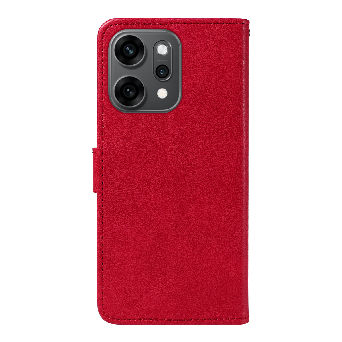 For Oppo Reno14 Pro 5G (China) / Oppo Reno14 Pro 5G (Global) Leather Wallet Case with Strap Solid Color Phone Stand Cover - Red