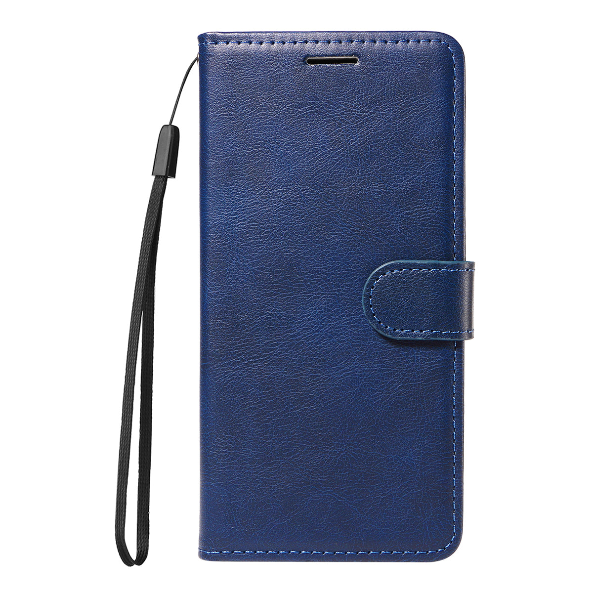 For Oppo Reno14 Pro 5G (China) / Oppo Reno14 Pro 5G (Global) Leather Wallet Case with Strap Solid Color Phone Stand Cover - Blue