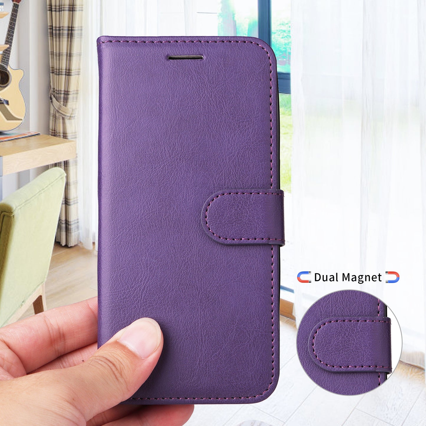 For Oppo Reno14 Pro 5G (China) / Oppo Reno14 Pro 5G (Global) Leather Wallet Case with Strap Solid Color Phone Stand Cover - Purple