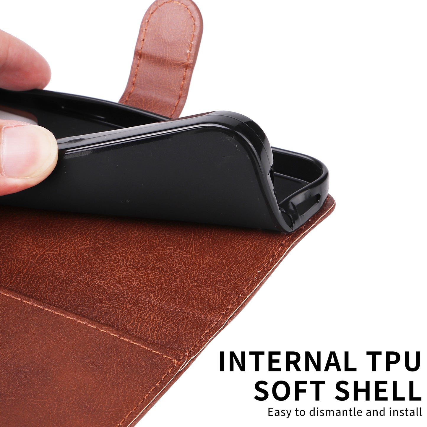 For Oppo Reno14 Pro 5G (China) / Oppo Reno14 Pro 5G (Global) Leather Wallet Case with Strap Solid Color Phone Stand Cover - Brown