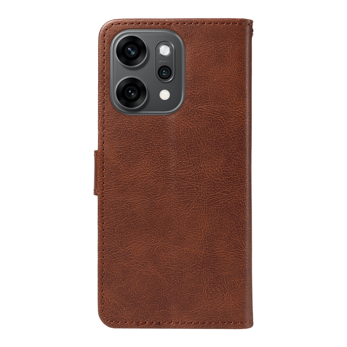 For Oppo Reno14 Pro 5G (China) / Oppo Reno14 Pro 5G (Global) Leather Wallet Case with Strap Solid Color Phone Stand Cover - Brown