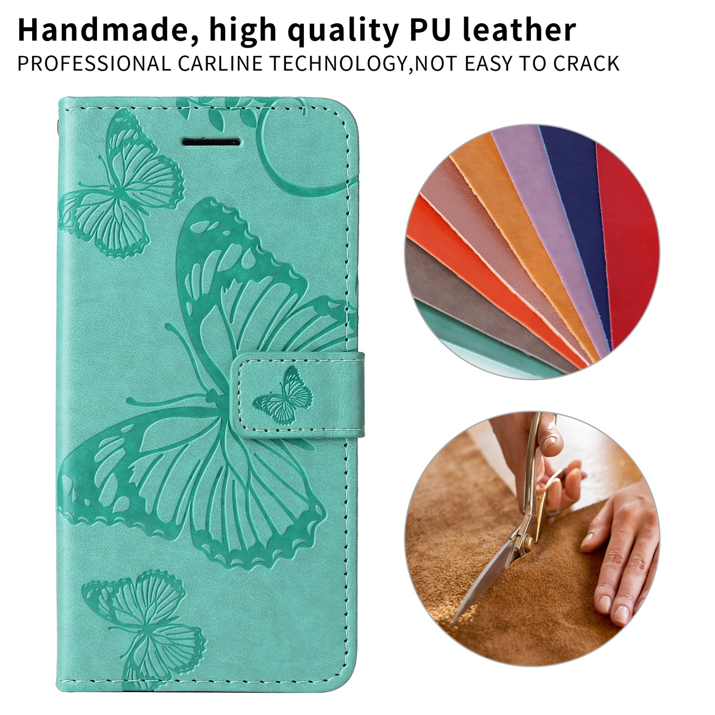 For Oppo Reno14 Pro 5G (China) / Oppo Reno14 Pro 5G (Global) Wallet Case Floral Butterfly Imprinted Leather Phone Cover Stand -  Green