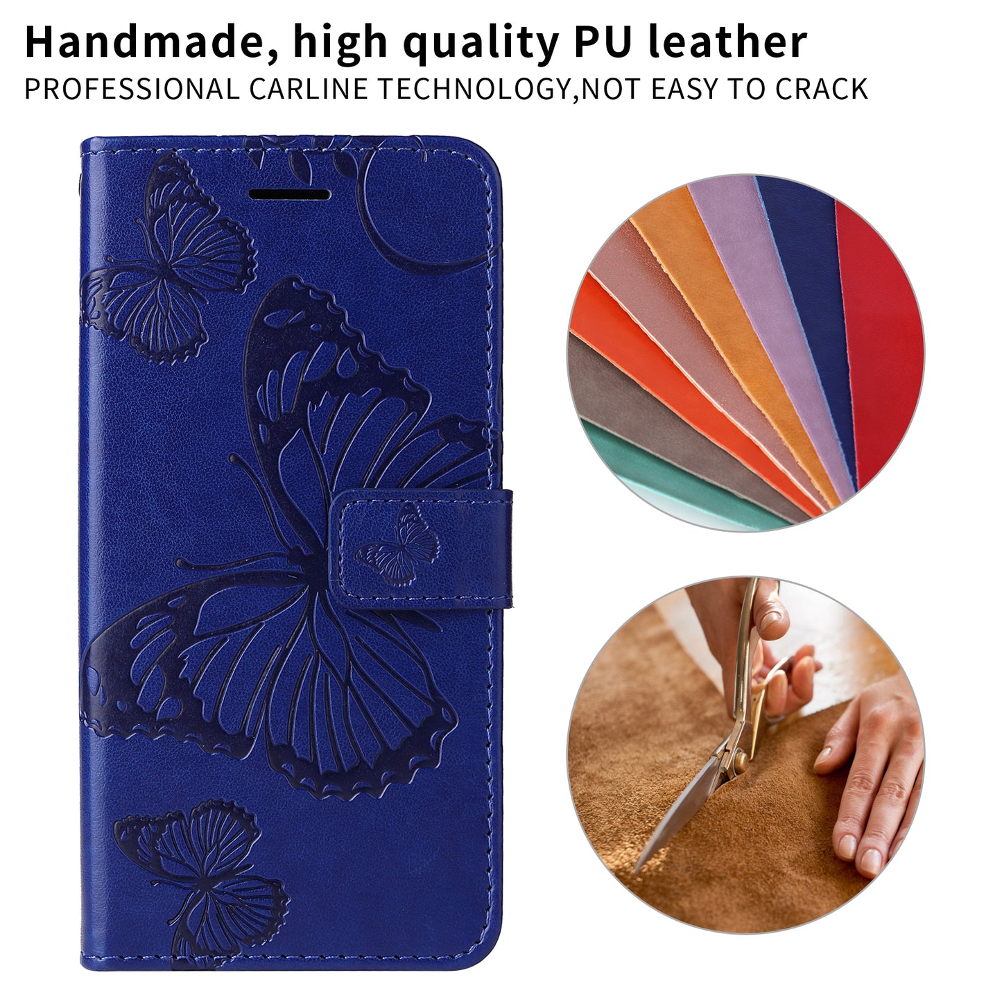 For Oppo Reno14 Pro 5G (China) / Oppo Reno14 Pro 5G (Global) Wallet Case Floral Butterfly Imprinted Leather Phone Cover Stand - Blue