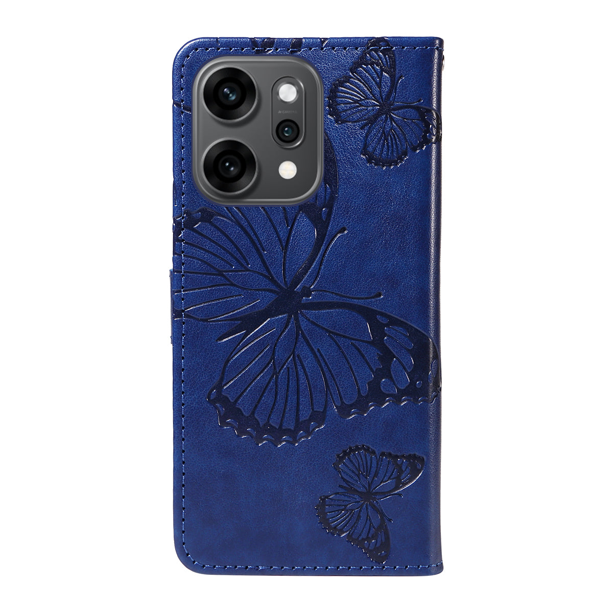 For Oppo Reno14 Pro 5G (China) / Oppo Reno14 Pro 5G (Global) Wallet Case Floral Butterfly Imprinted Leather Phone Cover Stand - Blue