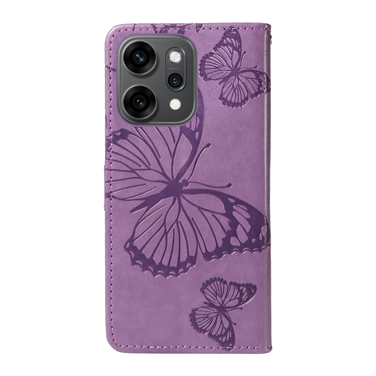 For Oppo Reno14 Pro 5G (China) / Oppo Reno14 Pro 5G (Global) Wallet Case Floral Butterfly Imprinted Leather Phone Cover Stand - Light Purple