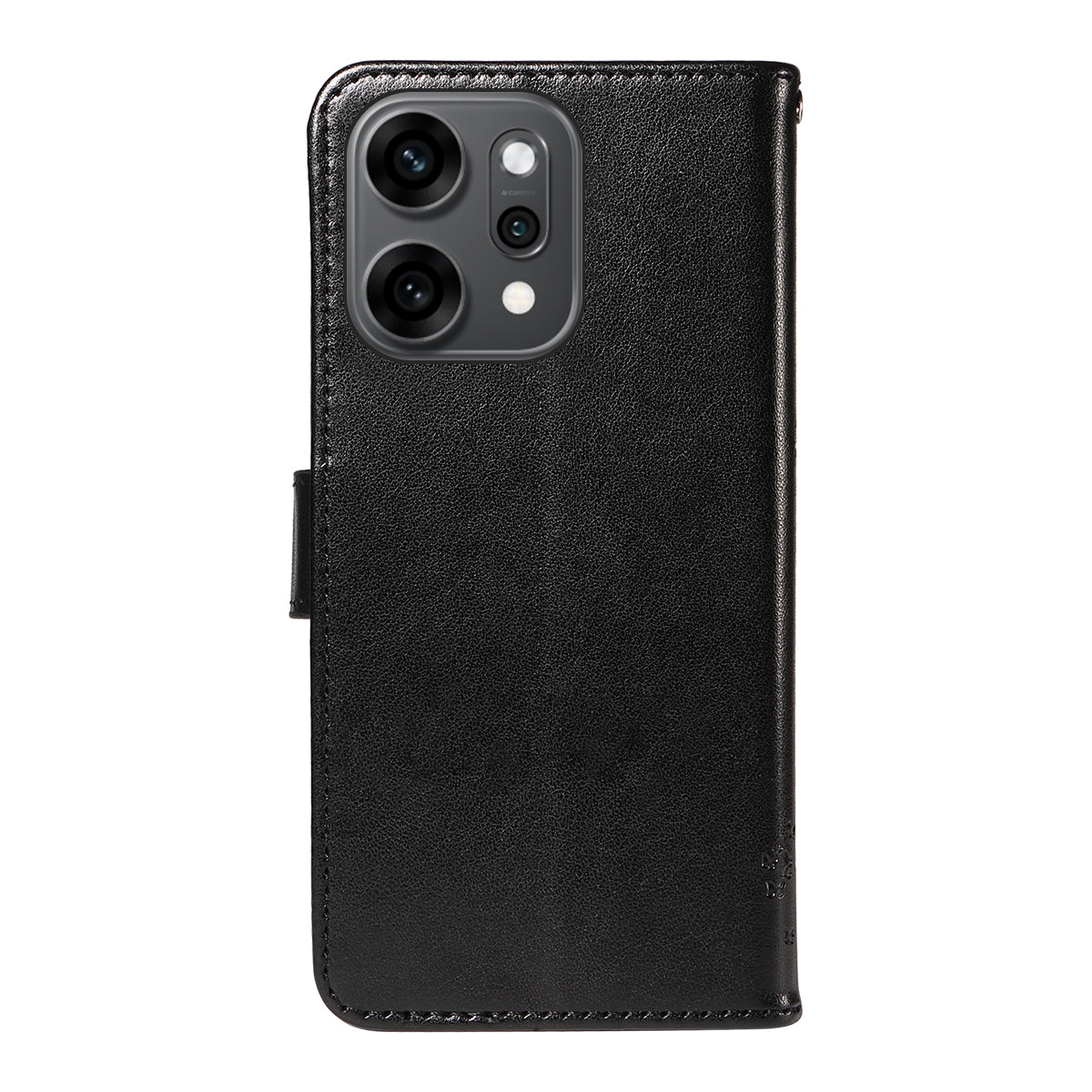 For Oppo Reno14 Pro 5G (China) / Oppo Reno14 Pro 5G (Global) Phone Case with Stand Cat Tree Pattern Leather Wallet Mobile Cover -  Black