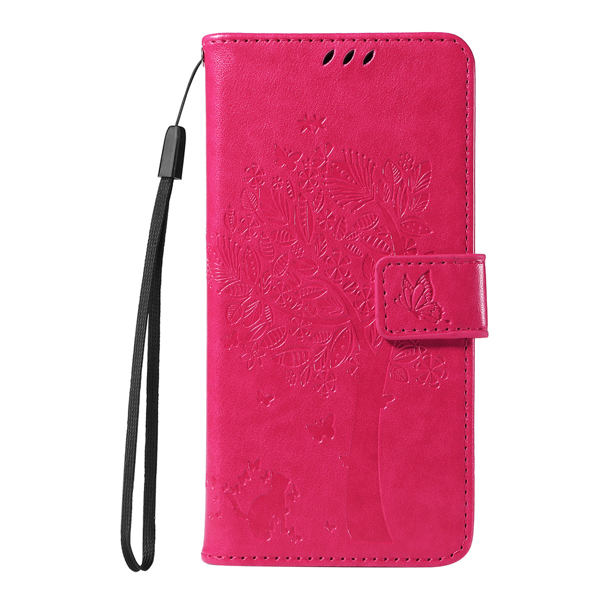 For Oppo Reno14 Pro 5G (China) / Oppo Reno14 Pro 5G (Global) Phone Case with Stand Cat Tree Pattern Leather Wallet Mobile Cover - Rose
