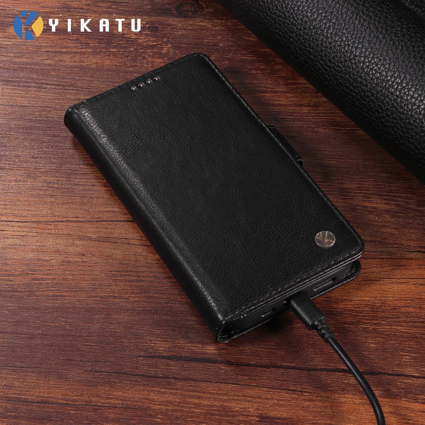 For iPhone 17 Pro Max Case YIKATU YK-007 Litchi Texture PU Leather Wallet Phone Cover - Black