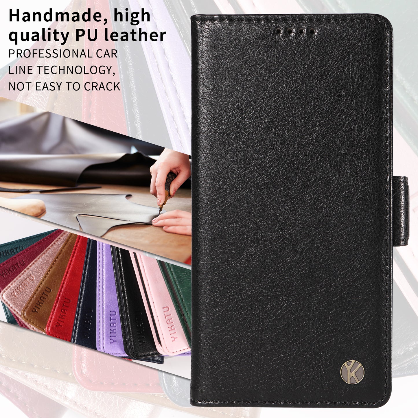 For iPhone 17 Pro Max Case YIKATU YK-007 Litchi Texture PU Leather Wallet Phone Cover - Black