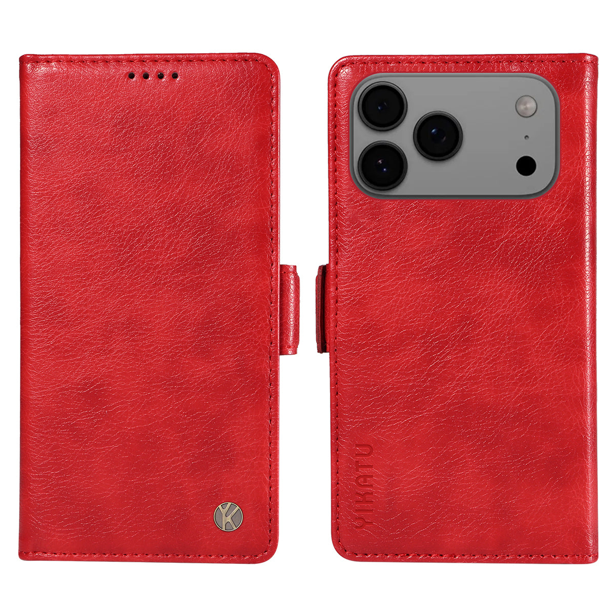 For iPhone 17 Pro Max Case YIKATU YK-007 Litchi Texture PU Leather Wallet Phone Cover - Red
